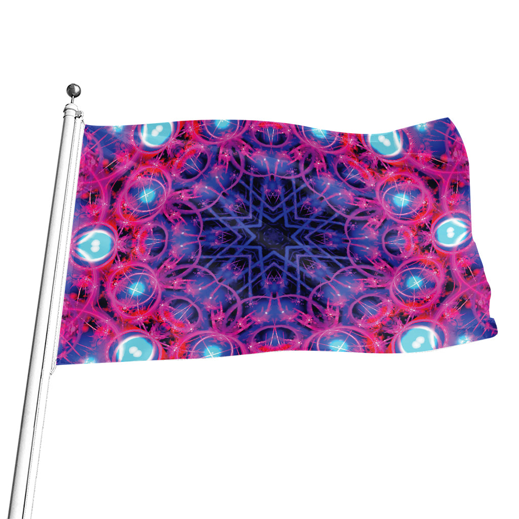 Purple And Blue Light Mandala Print Flag