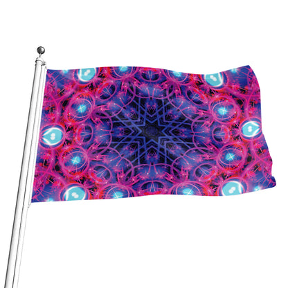 Purple And Blue Light Mandala Print Flag