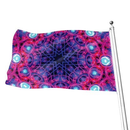 Purple And Blue Light Mandala Print Flag