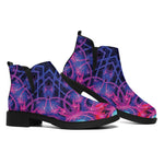 Purple And Blue Light Mandala Print Flat Ankle Boots