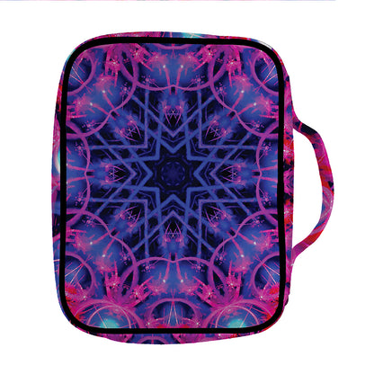 Purple And Blue Light Mandala Print Front Pocket Bible Bag