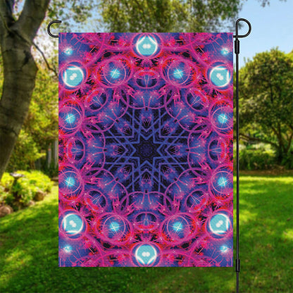 Purple And Blue Light Mandala Print Garden Flag