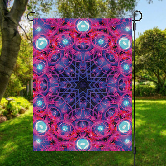 Purple And Blue Light Mandala Print Garden Flag