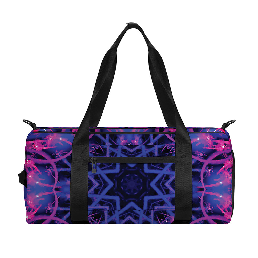 Purple And Blue Light Mandala Print Gym Bag