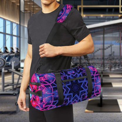 Purple And Blue Light Mandala Print Gym Bag