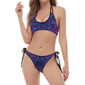 Purple And Blue Light Mandala Print Halter Scoop Tie Side Bikini