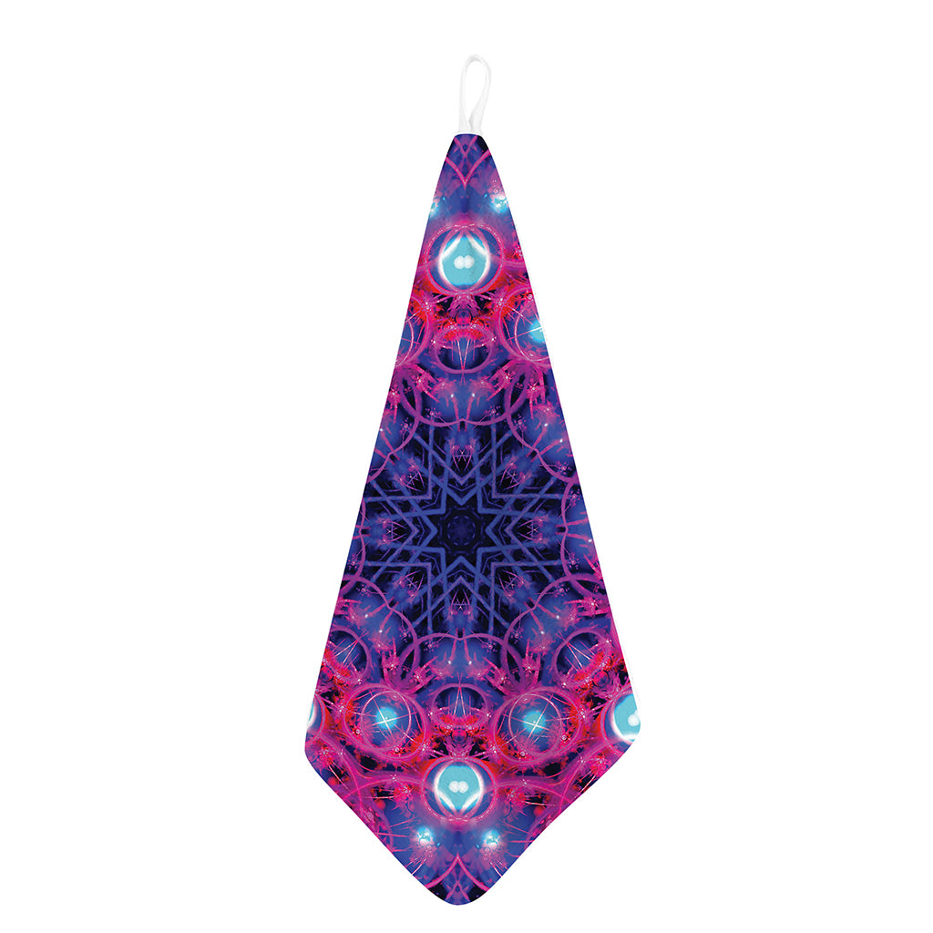 Purple And Blue Light Mandala Print Hand Towel