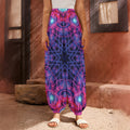 Purple And Blue Light Mandala Print Harem Pants