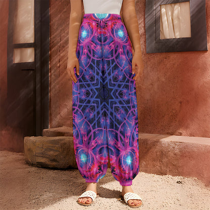 Purple And Blue Light Mandala Print Harem Pants