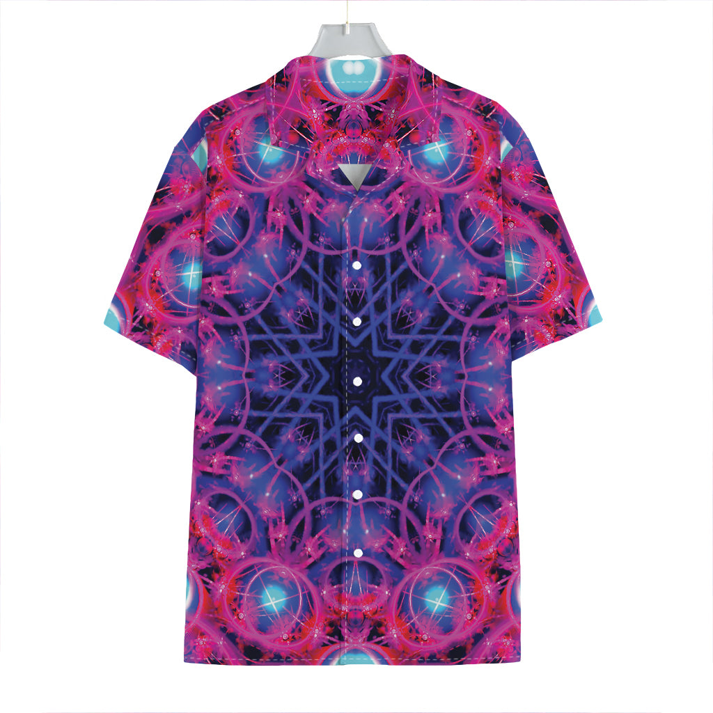Purple And Blue Light Mandala Print Hawaiian Shirt