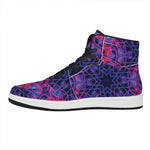 Purple And Blue Light Mandala Print High Top Leather Sneakers