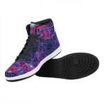 Purple And Blue Light Mandala Print High Top Leather Sneakers