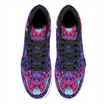 Purple And Blue Light Mandala Print High Top Leather Sneakers