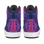 Purple And Blue Light Mandala Print High Top Leather Sneakers