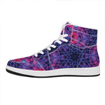 Purple And Blue Light Mandala Print High Top Leather Sneakers