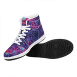 Purple And Blue Light Mandala Print High Top Leather Sneakers