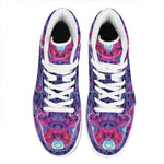 Purple And Blue Light Mandala Print High Top Leather Sneakers