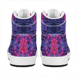 Purple And Blue Light Mandala Print High Top Leather Sneakers