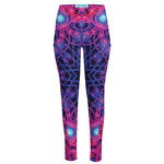 Purple And Blue Light Mandala Print High-Waisted Pocket Leggings