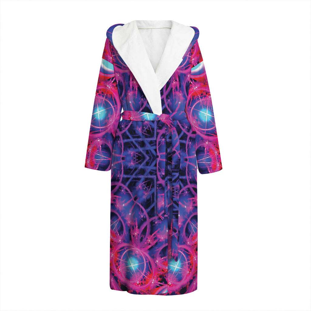 Purple And Blue Light Mandala Print Hooded Bathrobe