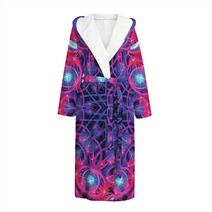 Purple And Blue Light Mandala Print Hooded Bathrobe