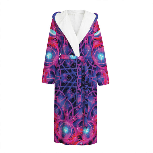 Purple And Blue Light Mandala Print Hooded Bathrobe