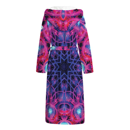 Purple And Blue Light Mandala Print Hooded Bathrobe