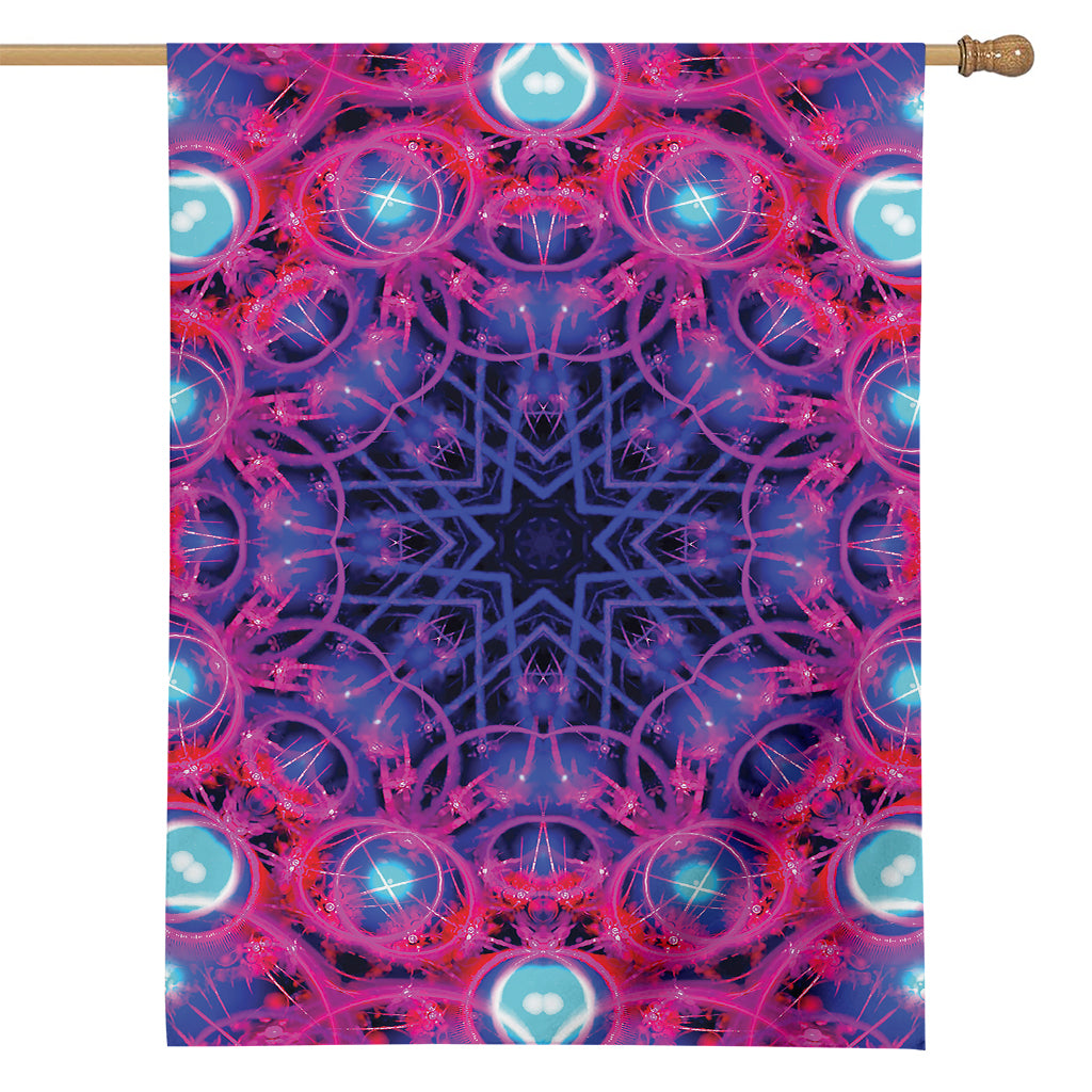 Purple And Blue Light Mandala Print House Flag