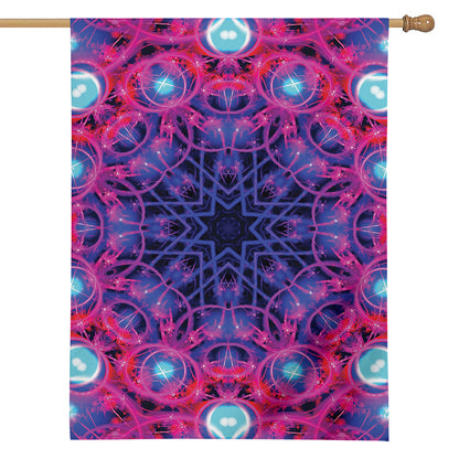 Purple And Blue Light Mandala Print House Flag