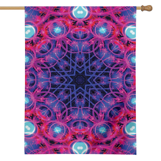 Purple And Blue Light Mandala Print House Flag