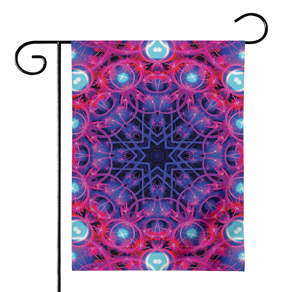 Purple And Blue Light Mandala Print House Flag