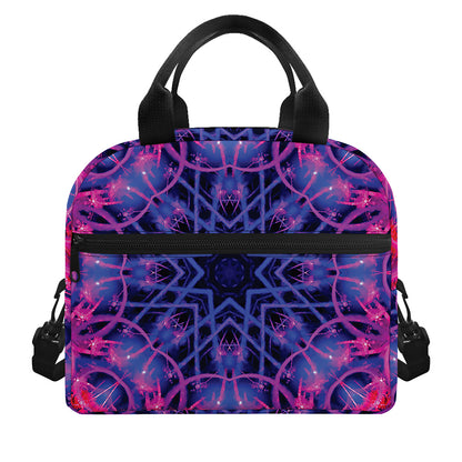 Purple And Blue Light Mandala Print Insulated Lunch Bag