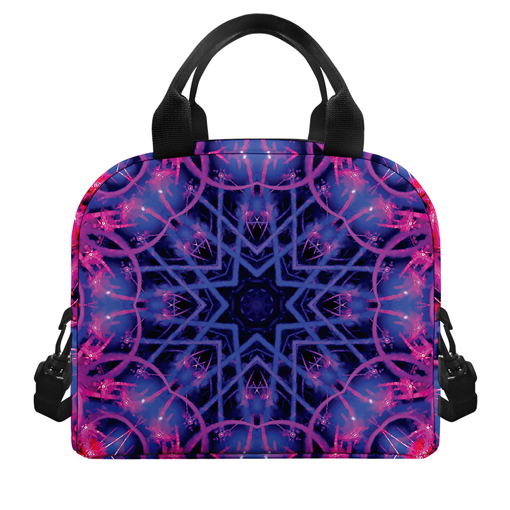 Purple And Blue Light Mandala Print Insulated Lunch Bag