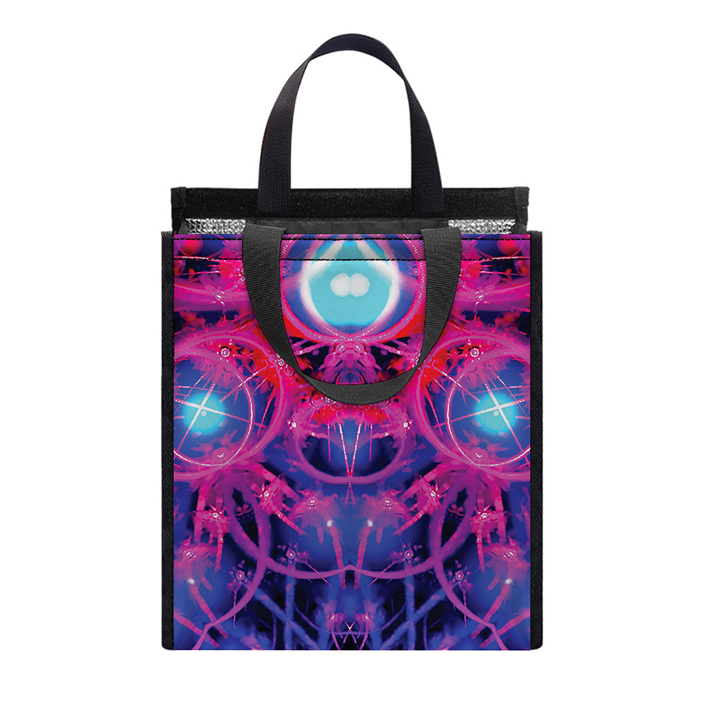 Purple And Blue Light Mandala Print Insulated Lunch Tote