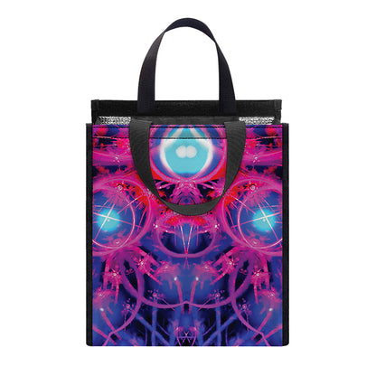 Purple And Blue Light Mandala Print Insulated Lunch Tote