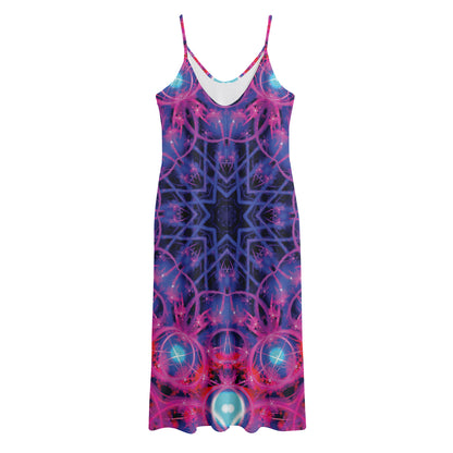 Purple And Blue Light Mandala Print Jersey Midi Cami Dress