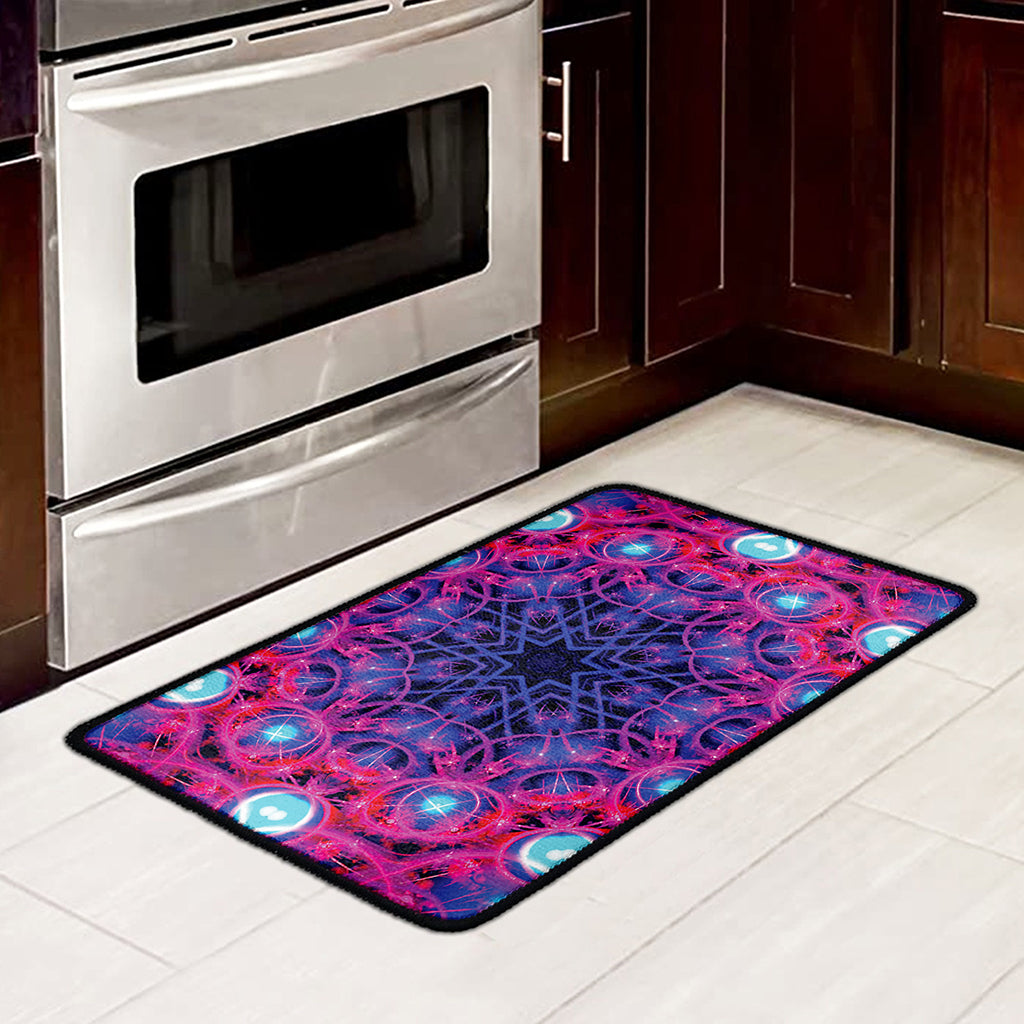Purple And Blue Light Mandala Print Kitchen Mat