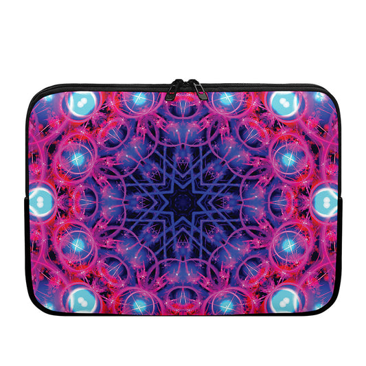 Purple And Blue Light Mandala Print Laptop Sleeve