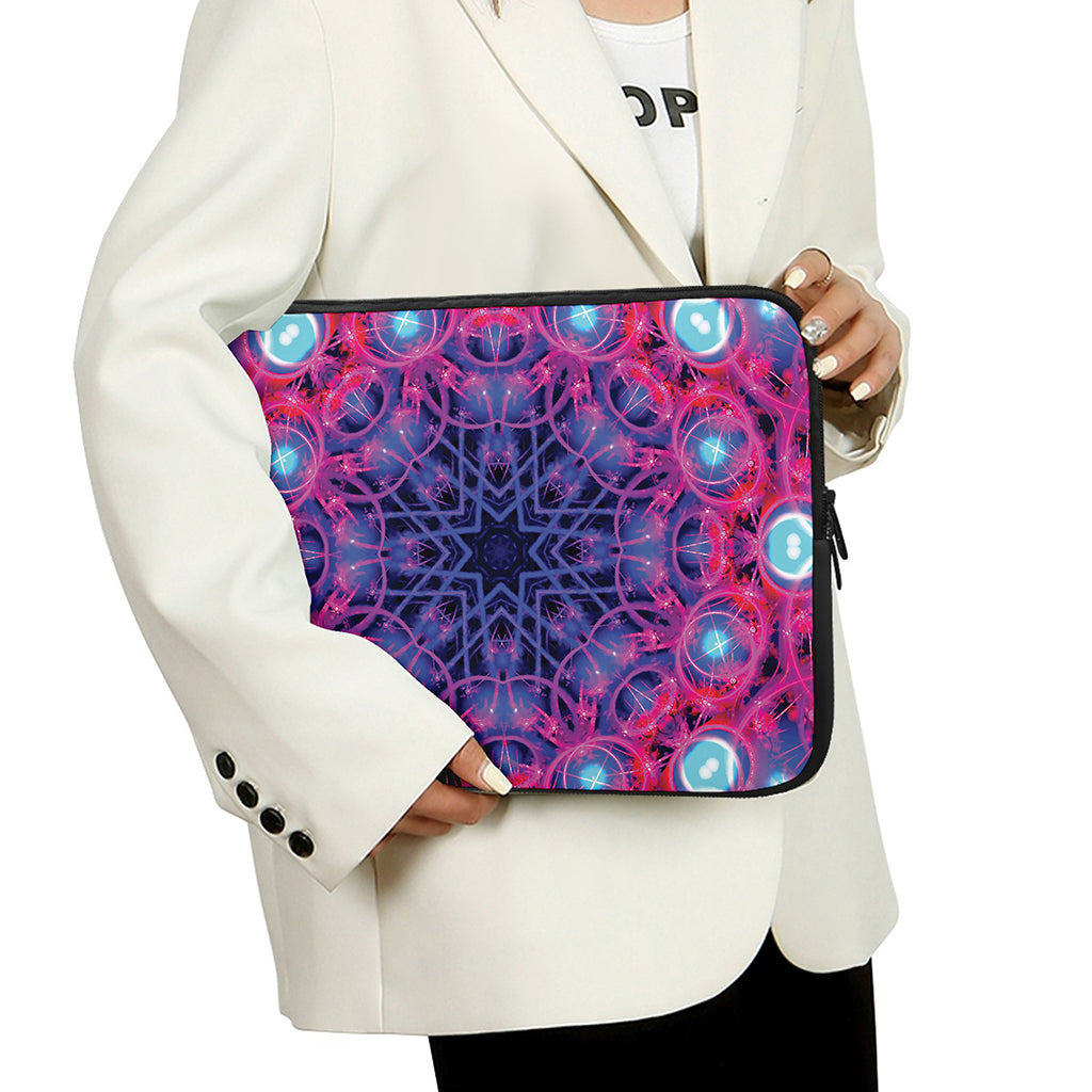 Purple And Blue Light Mandala Print Laptop Sleeve