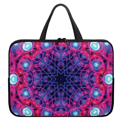 Purple And Blue Light Mandala Print Laptop Sleeve With Handle