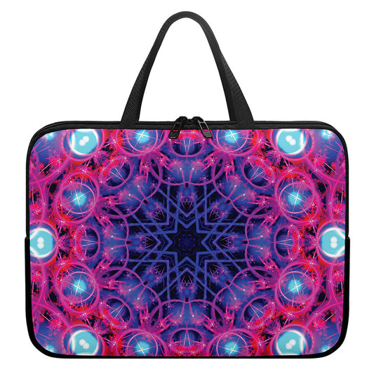 Purple And Blue Light Mandala Print Laptop Sleeve With Handle
