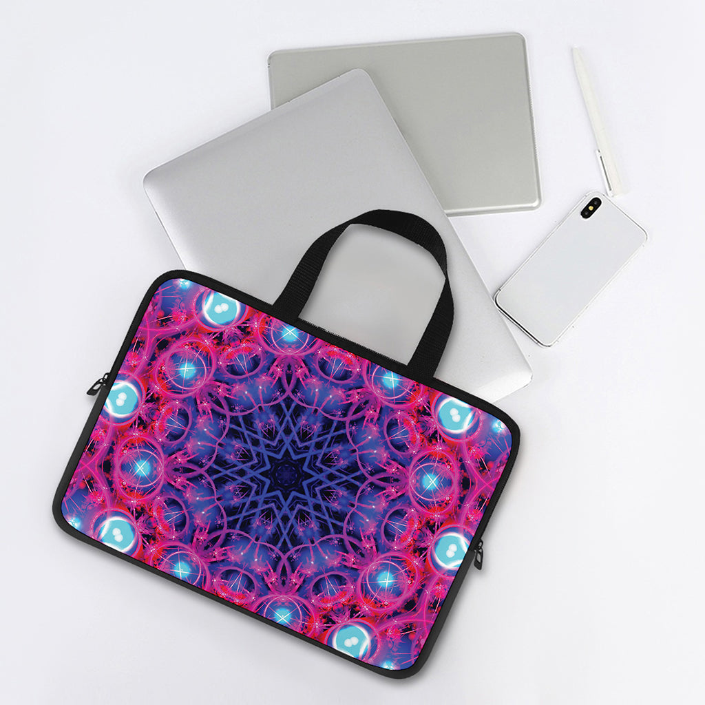 Purple And Blue Light Mandala Print Laptop Sleeve With Handle
