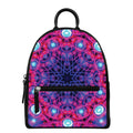 Purple And Blue Light Mandala Print Leather Backpack
