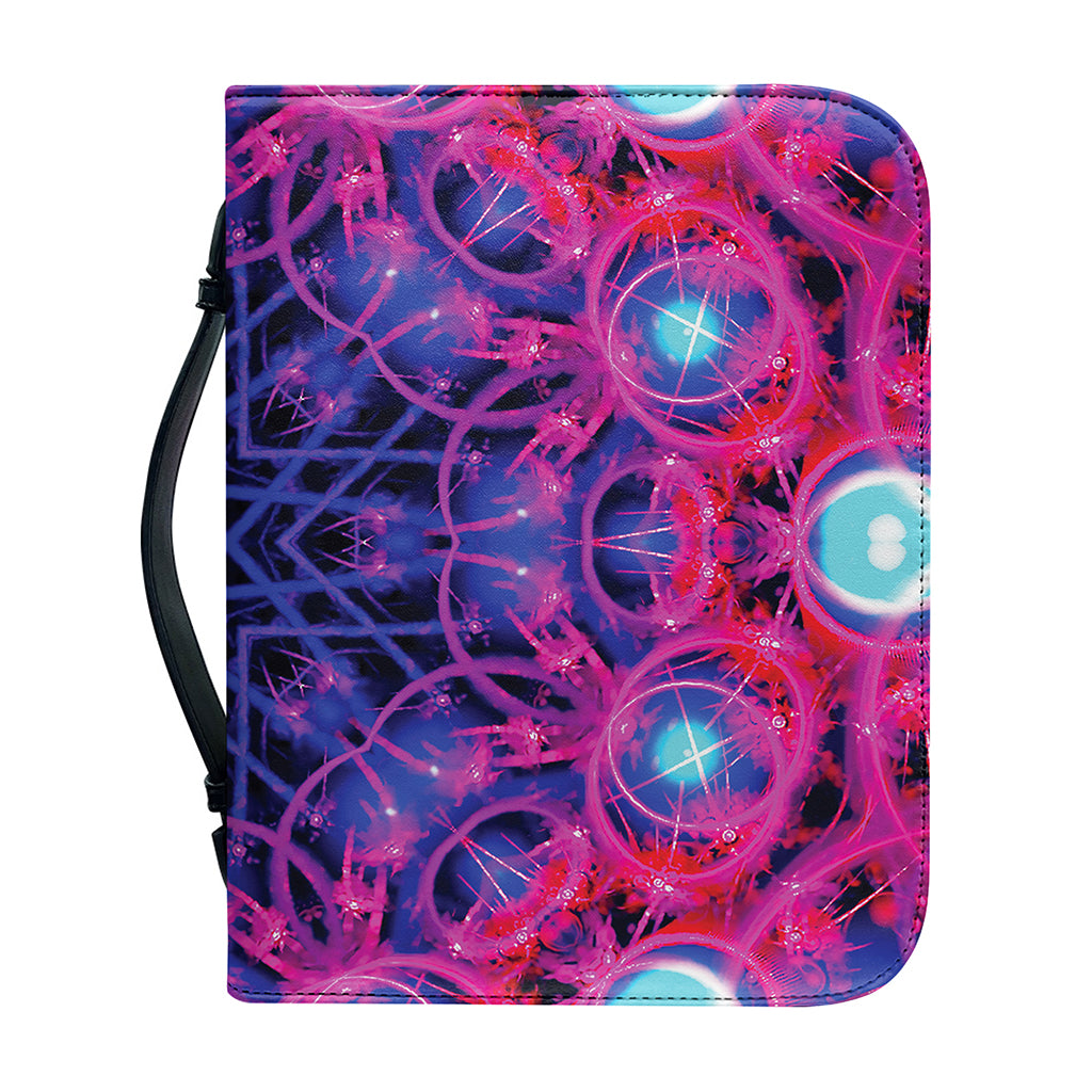 Purple And Blue Light Mandala Print Leather Bible Cover