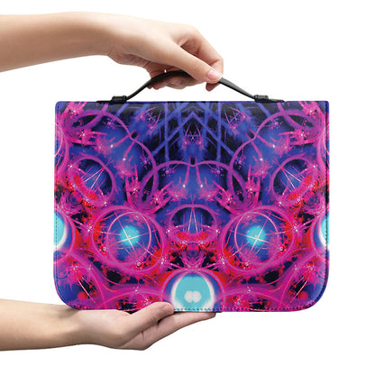 Purple And Blue Light Mandala Print Leather Bible Cover