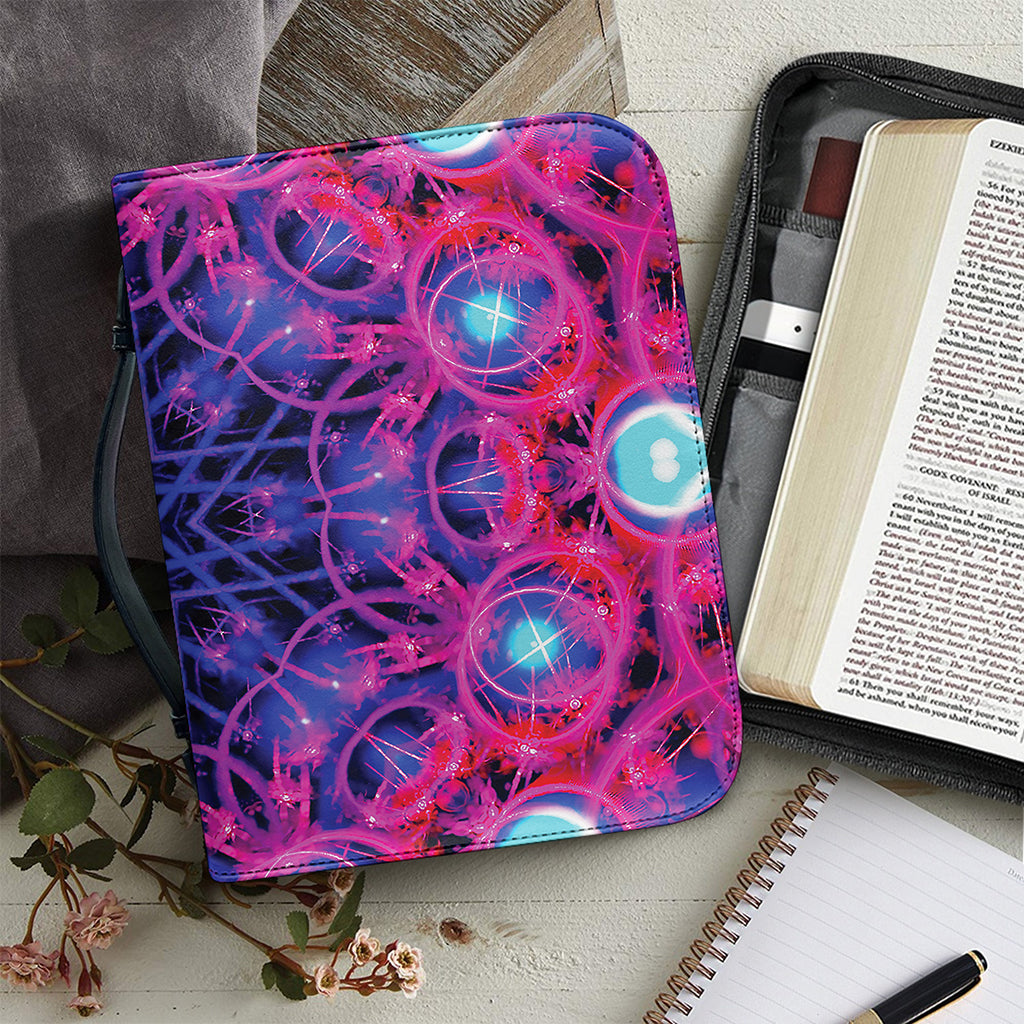 Purple And Blue Light Mandala Print Leather Bible Cover