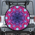 Purple And Blue Light Mandala Print Leather Spare Tire Cover