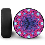 Purple And Blue Light Mandala Print Leather Spare Tire Cover