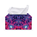 Purple And Blue Light Mandala Print Leather Tissue Box Cover