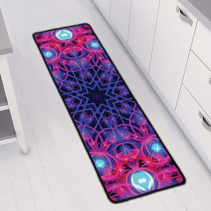 Purple And Blue Light Mandala Print Long Kitchen Mat